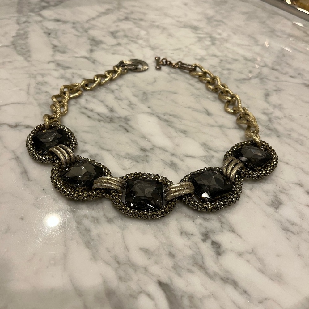 Smokey Gray Stone Statement Necklace - image 1